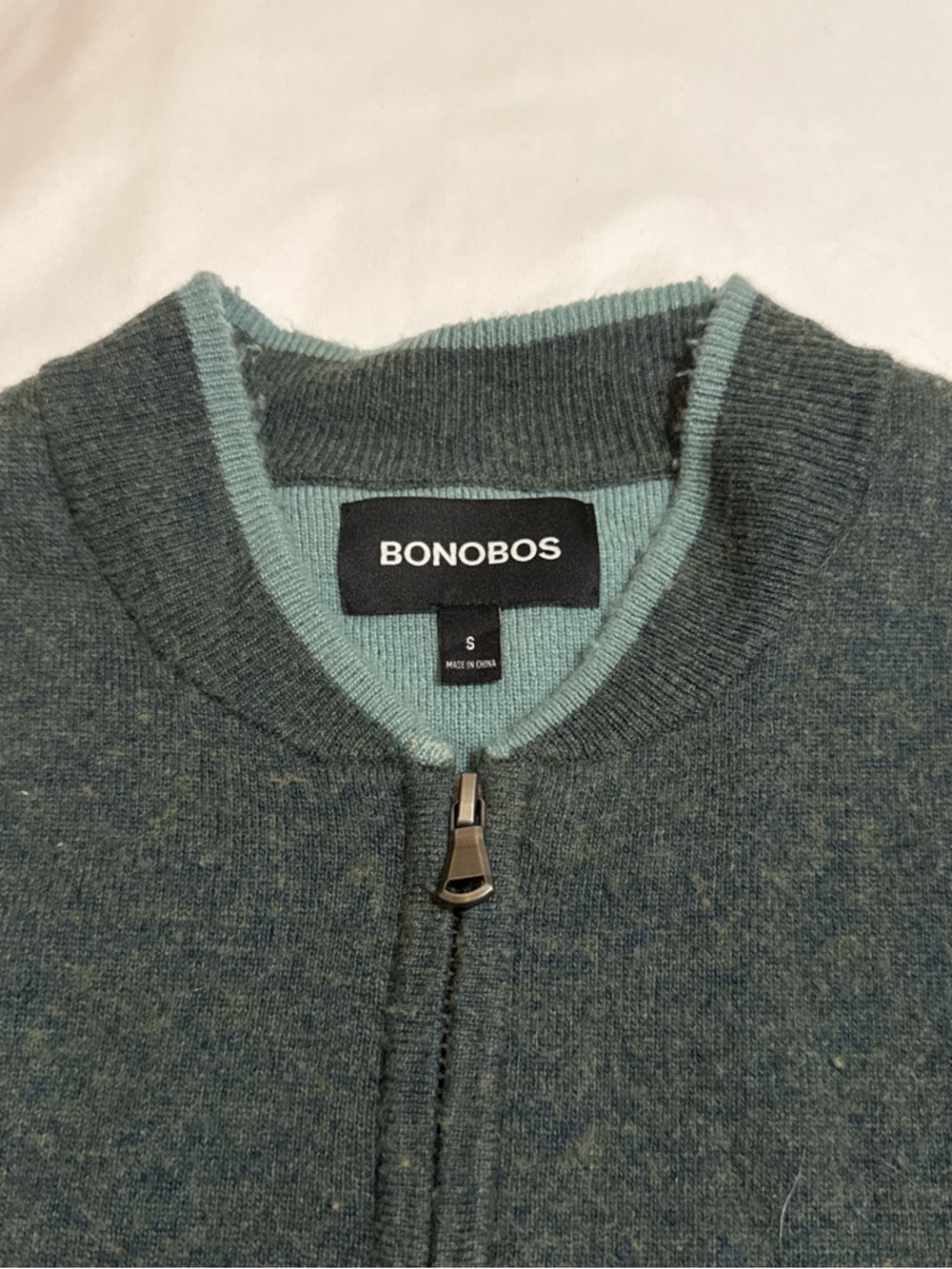 Bonobos Men's Dark Green Full-Zip Sweater - Picture 2 of 4